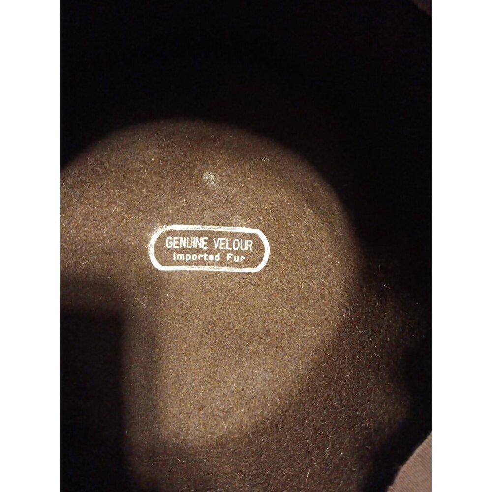 Vtg Cloche Genuine Velour Imported Fur Hat Brown Ribbon Union Made Chelsea Rooms - Picture 6 of 13